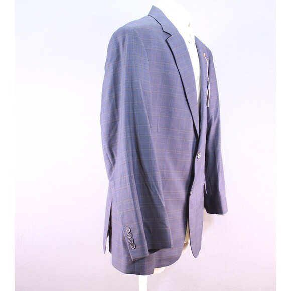 Oak Hill Sport Coat Mens Blue Glen Plaid Stretch Blazer Pocket Square 3XL 54-56 - Picture 11 of 11